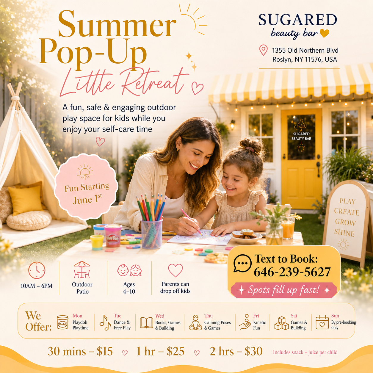 Little Retreat - Summer Pop-Up with Sugared Beauty Bar in Roslyn, NY